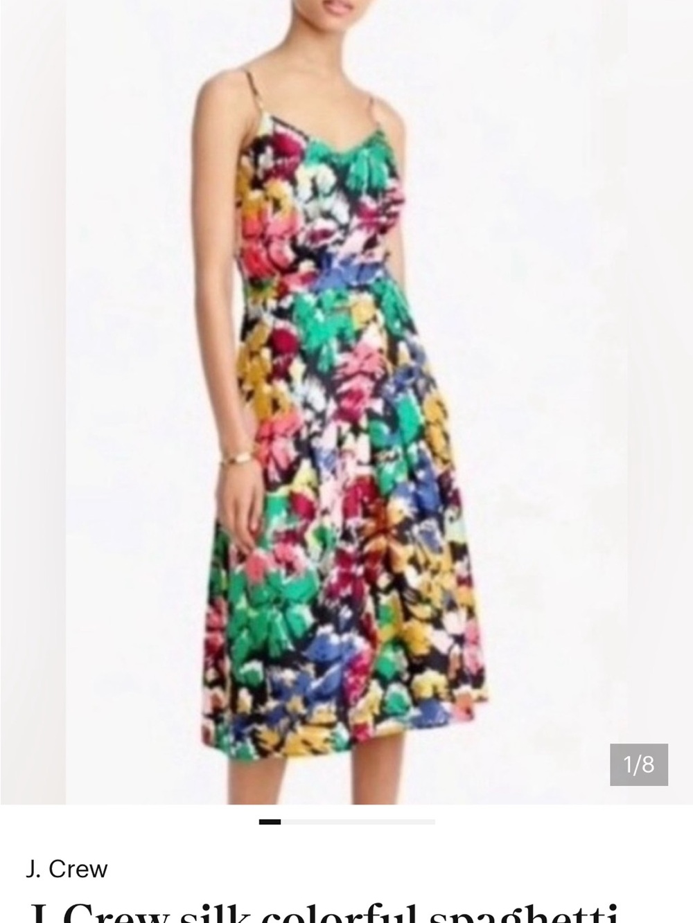 J. Crew colorful silk spaghetti string dress 4